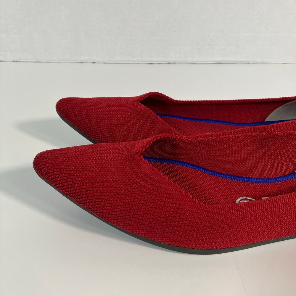 Rothy's The Point Bright Red Knit Fabric Pointed Toe Slip On Ballet Flats - Picture 3 of 16